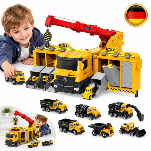 Bauwagen spielzeug set - 7-in-1, bauwagen-spielzeug-set
