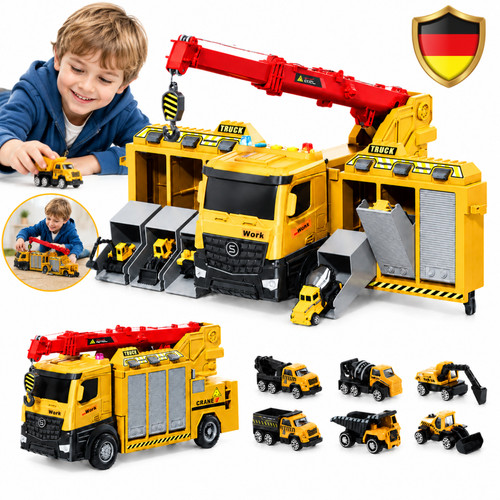 Bauwagen spielzeug set - 7-in-1, bauwagen-spielzeug-set
